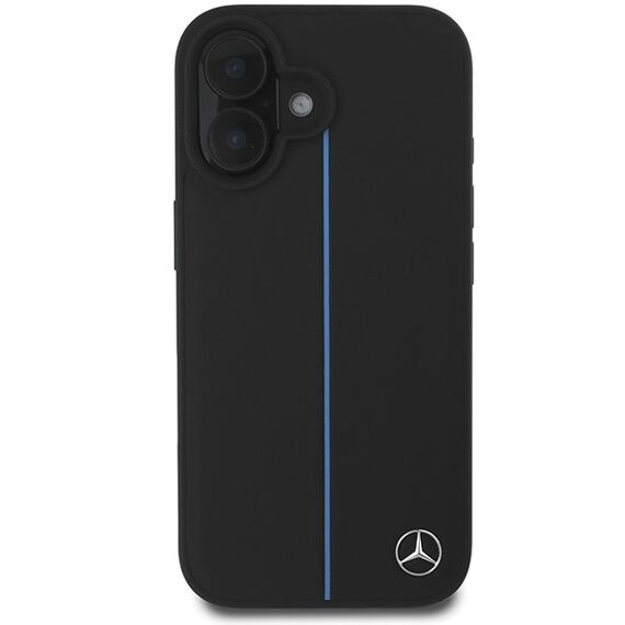 Mercedes MB Blue Line Leather MagSafe iPhone 16 Case - Black | Techbox