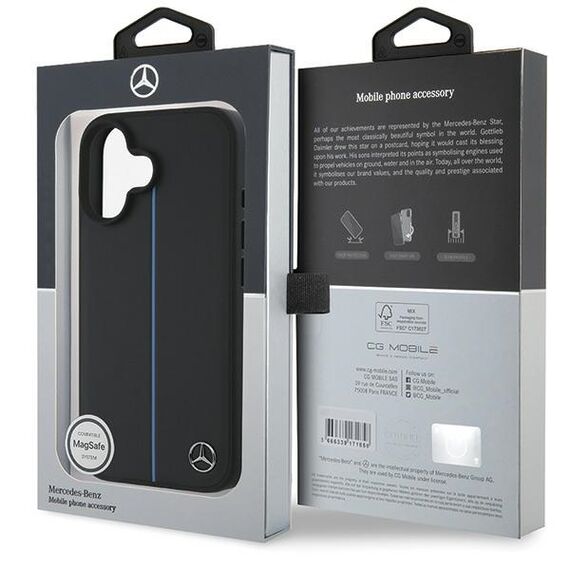 Mercedes MB Blue Line Leather MagSafe iPhone 16 Case - Black | Techbox