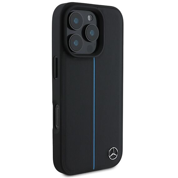 Mercedes MB Blue Line Leather MagSafe iPhone 16 Pro Case - Black | Techbox