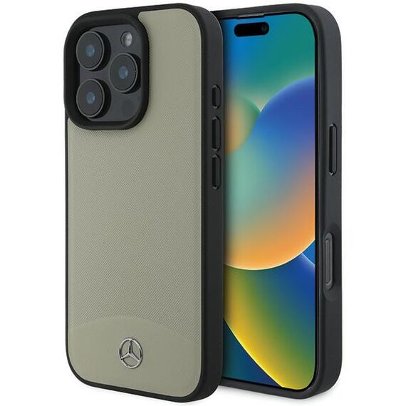 Mercedes MB Textured and Plain Leather MagSafe case for iPhone 16 Pro Max - beige | Techbox