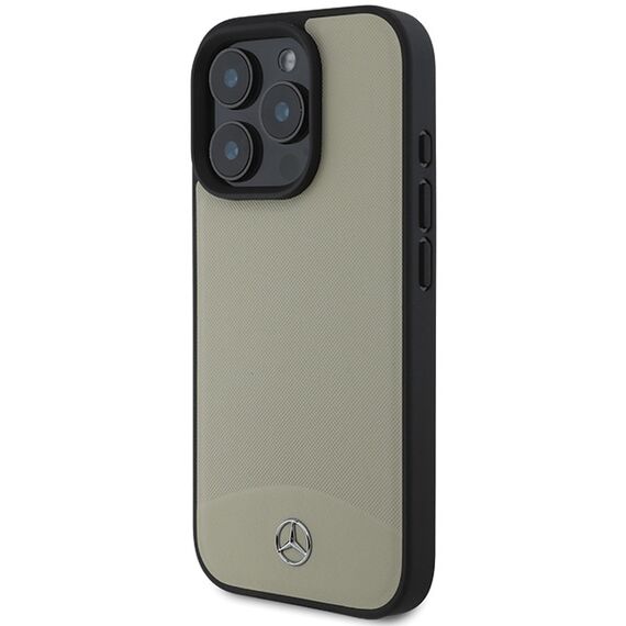 Mercedes MB Textured and Plain Leather MagSafe case for iPhone 16 Pro Max - beige | Techbox