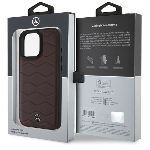 Mercedes MB Waves Leather Case for iPhone 16 Pro Max - Red | Techbox