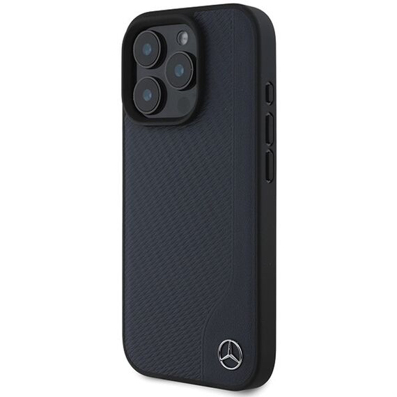 Mercedes MB Wood Imitation Leather MagSafe Case for iPhone 16 Pro Max - Navy Blue - Apple Cases - Cases - Techbox