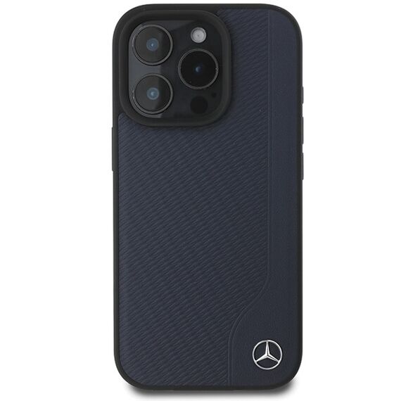 Mercedes MB Wood Imitation Leather MagSafe Case for iPhone 16 Pro Max - Navy Blue - Apple Cases - Cases - Techbox