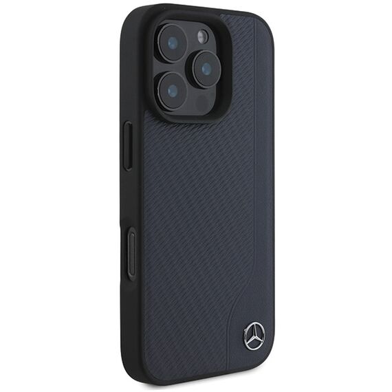 Mercedes MB Wood Imitation Leather MagSafe Case for iPhone 16 Pro Max - Navy Blue - Apple Cases - Cases - Techbox