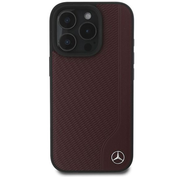 Mercedes MB Wood Imitation Leather MagSafe Case for iPhone 16 Pro Max - Red - Apple Cases - Cases - Techbox