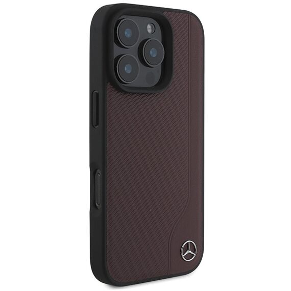 Mercedes MB Wood Imitation Leather MagSafe Case for iPhone 16 Pro Max - Red - Apple Cases - Cases - Techbox