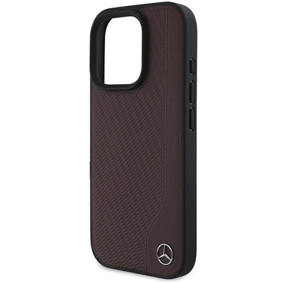 Mercedes MB Wood Imitation Leather MagSafe Case for iPhone 16 Pro Max - Red - Apple Cases - Cases - Techbox