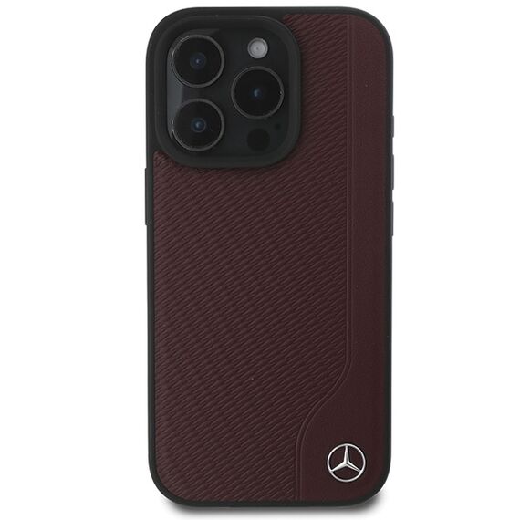 Mercedes MB Wood Imitation Leather MagSafe iPhone 16 Pro Case - Red | Techbox
