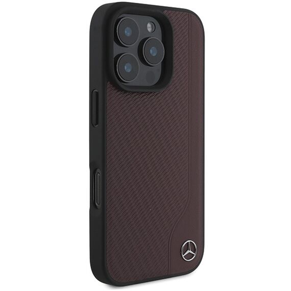 Mercedes MB Wood Imitation Leather MagSafe iPhone 16 Pro Case - Red | Techbox