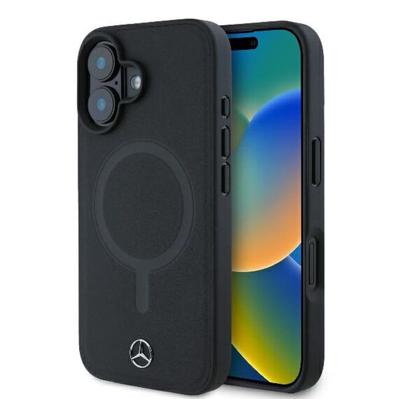 Mercedes Smooth Leather MagSafe iPhone 16 Plus Case - Black | Techbox