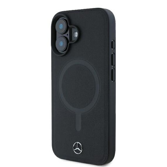 Mercedes Smooth Leather MagSafe iPhone 16 Plus Case - Black | Techbox