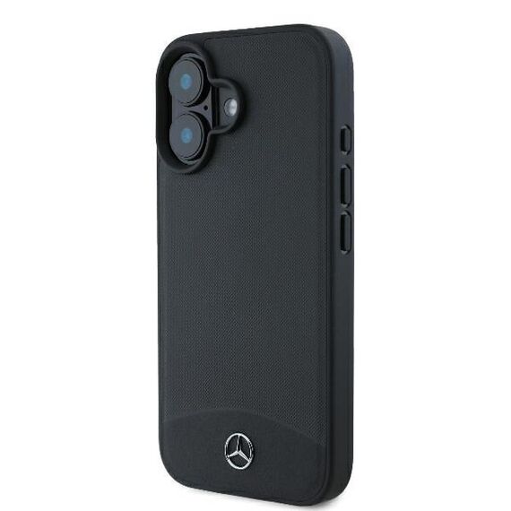 Mercedes Textured And Plain Leather MagSafe case for iPhone 16 - black | Techbox