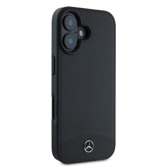 Mercedes Textured And Plain Leather MagSafe case for iPhone 16 - black | Techbox