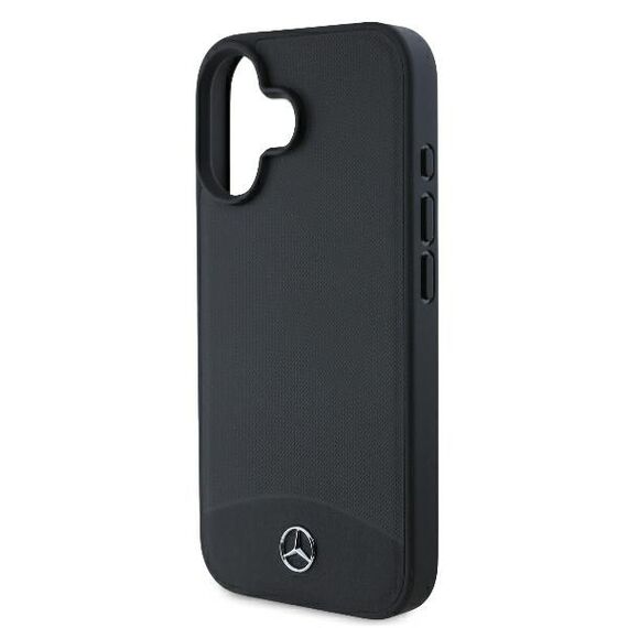 Mercedes Textured And Plain Leather MagSafe case for iPhone 16 - black | Techbox