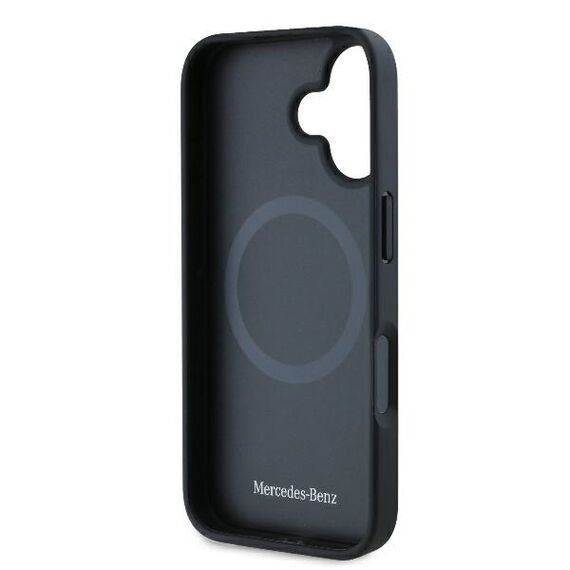 Mercedes Textured And Plain Leather MagSafe case for iPhone 16 - black | Techbox