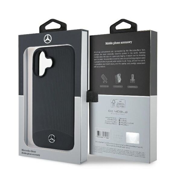 Mercedes Textured And Plain Leather MagSafe case for iPhone 16 - black | Techbox
