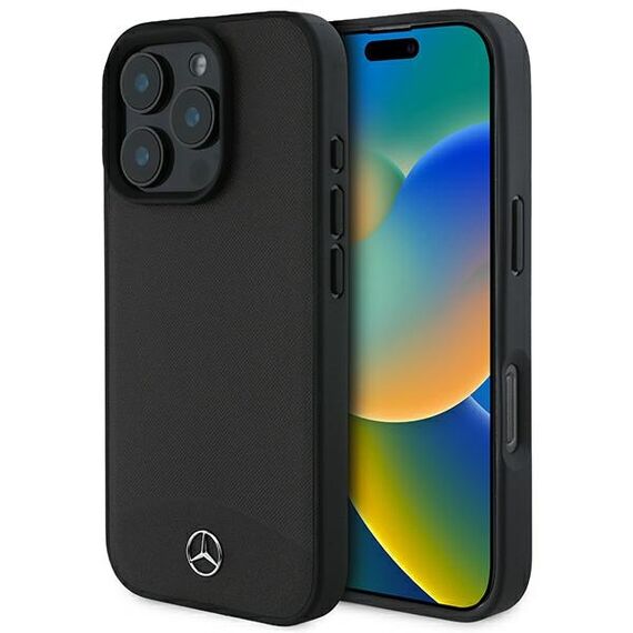 Mercedes Textured And Plain Leather MagSafe case for iPhone 16 Pro Max - black - Apple Cases - Cases - Techbox