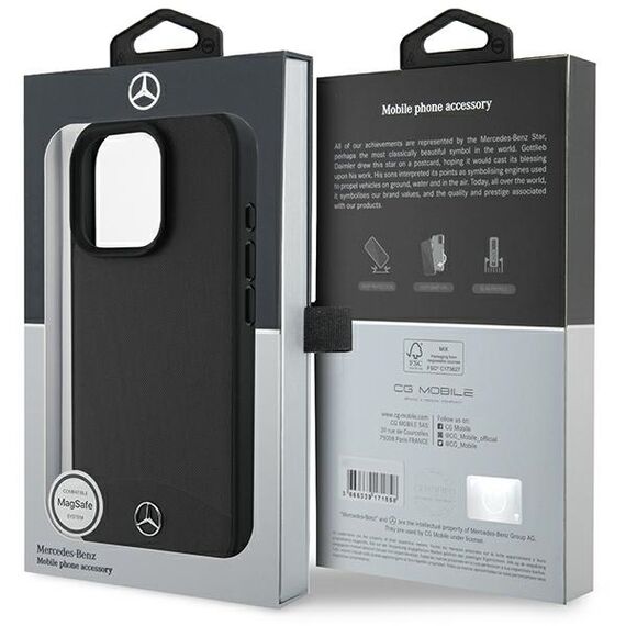 Mercedes Textured And Plain Leather MagSafe case for iPhone 16 Pro Max - black - Apple Cases - Cases - Techbox