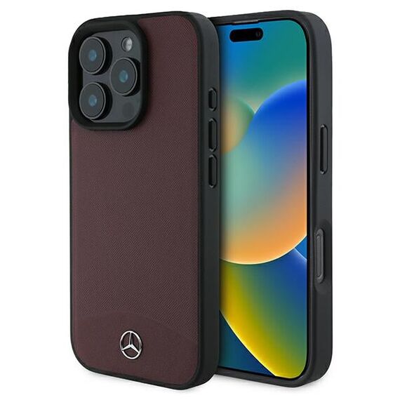 Mercedes Textured And Plain Leather MagSafe case for iPhone 16 Pro Max - red - Apple Cases - Cases - Techbox