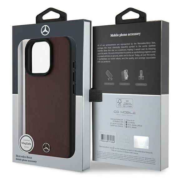 Mercedes Textured And Plain Leather MagSafe case for iPhone 16 Pro Max - red - Apple Cases - Cases - Techbox