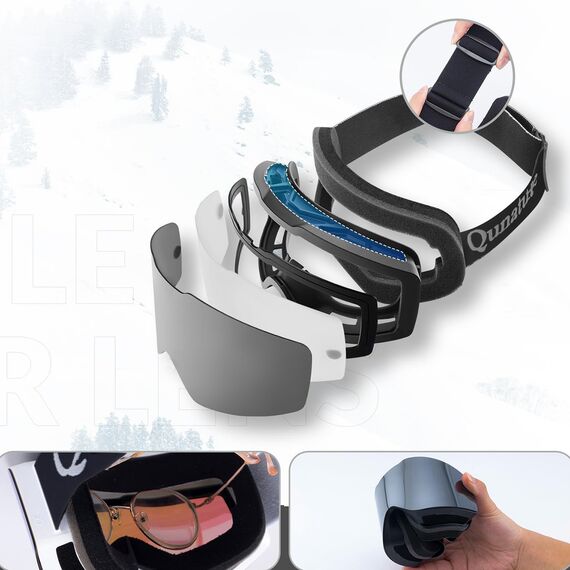 Qunature Black Frameless Ski Goggles - Black - Ski - Sports & Fitness - Techbox