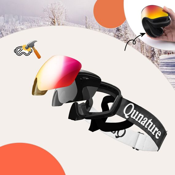 Qunature Black Ski Goggles Kids (Size M/L) - Black - Ski - Sports & Fitness - Techbox