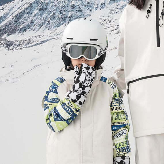 Qunature Panda Heat Transfer Ski Gloves Kids Size S - Black/White | Techbox