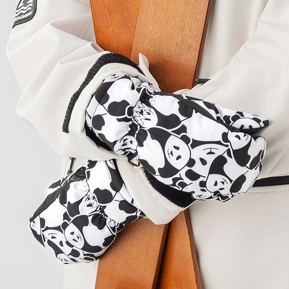 Qunature Panda Heat Transfer Ski Gloves Kids Size S - Black/White | Techbox