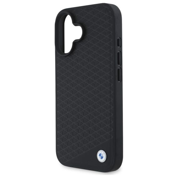 BMW Sign Leather Diamond Metal Logo MagSafe iPhone 16 Case - Black | Techbox
