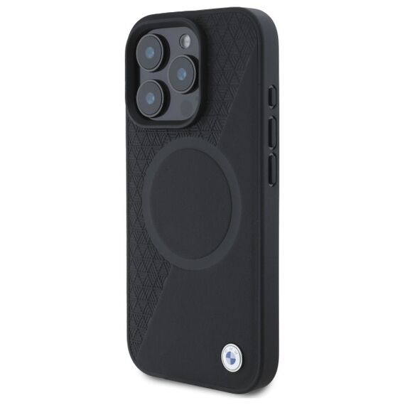 BMW Sign Leather Half Textured And Circle MagSafe case for iPhone 16 Pro Max - black | Techbox