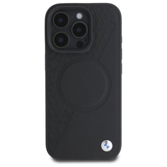 BMW Sign Leather Half Textured And Circle MagSafe case for iPhone 16 Pro Max - black | Techbox