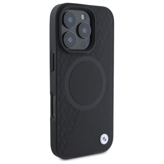 BMW Sign Leather Half Textured And Circle MagSafe case for iPhone 16 Pro Max - black | Techbox