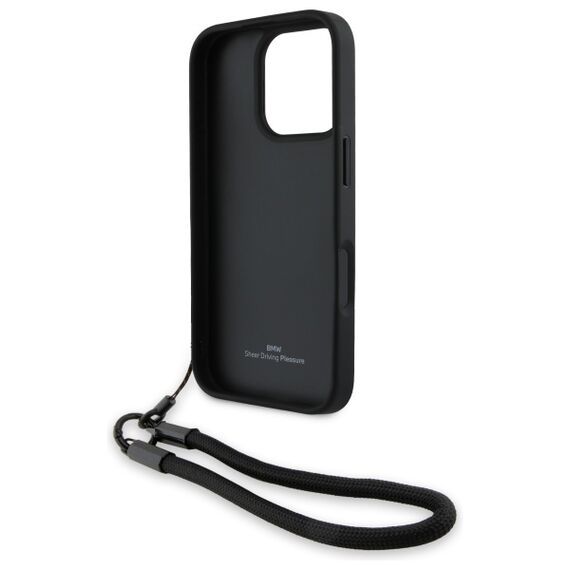 BMW Signature Leather Wordmark Cord Case for iPhone 16 Pro - Black - Apple Cases - Cases - Techbox