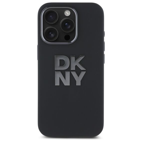 DKNY Liquid Silicone Metal Logo iPhone 16 Pro Case - Black | Techbox