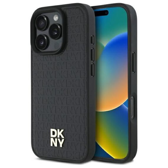 DKNY Repeat Pattern Stack Logo MagSafe iPhone 16 Pro Case - Black | Techbox