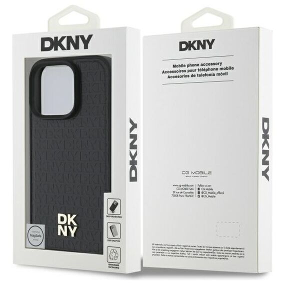 DKNY Repeat Pattern Stack Logo MagSafe iPhone 16 Pro Case - Black | Techbox