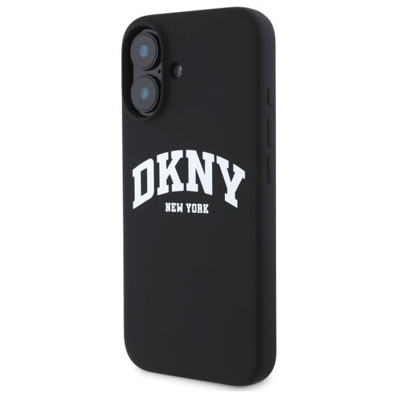 DKNY Silicone White Printed Logo MagSafe iPhone 16 Case - Black | Techbox