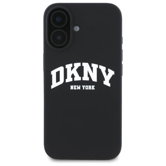 DKNY Silicone White Printed Logo MagSafe iPhone 16 Case - Black | Techbox