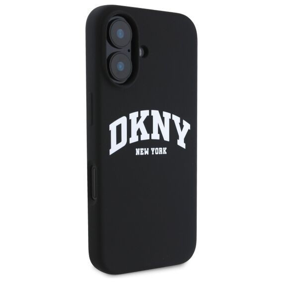 DKNY Silicone White Printed Logo MagSafe iPhone 16 Case - Black | Techbox