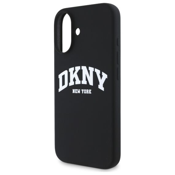 DKNY Silicone White Printed Logo MagSafe iPhone 16 Case - Black | Techbox
