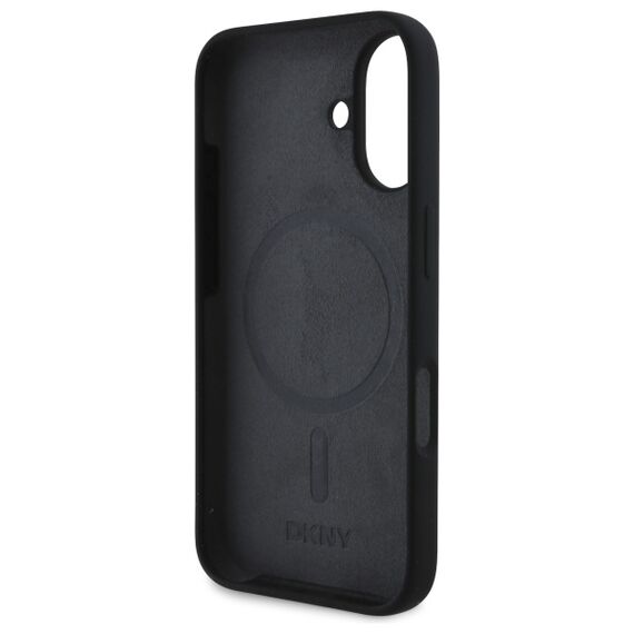 DKNY Silicone White Printed Logo MagSafe iPhone 16 Case - Black | Techbox