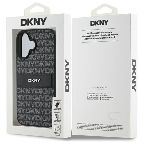 DKNY Texture Pattern Tonal Stripe iPhone 16 Case - Black | Techbox