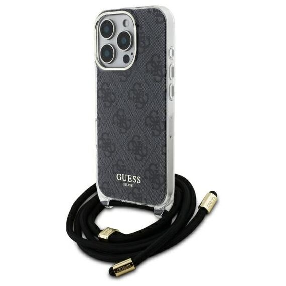 Guess Crossbody Cord 4G Print Case for iPhone 16 Pro Max - Black | Techbox