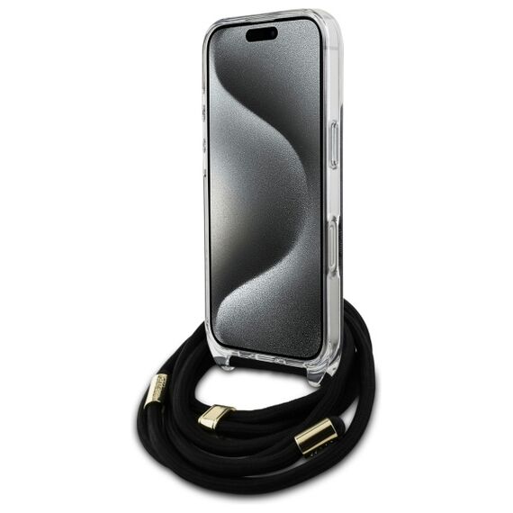 Guess Crossbody Cord 4G Print Case for iPhone 16 Pro Max - Black | Techbox