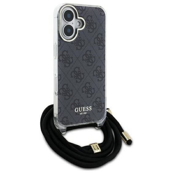 Guess Crossbody Cord 4G Print Case for iPhone 16 Pro Max - Black | Techbox