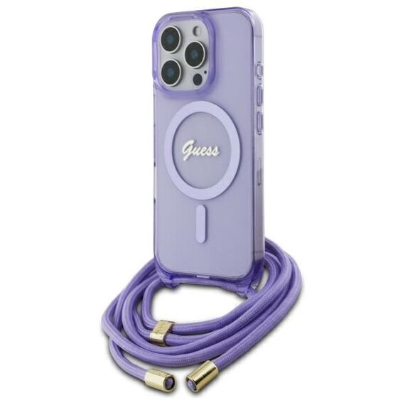 Guess GUHMP16XHCTSGNSU iPhone 16 Pro Max 6.9" purple/purple hardcase Crossbody Cord Script MagSafe - Apple Cases - Cases - Techbox