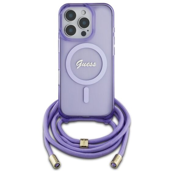 Guess GUHMP16XHCTSGNSU iPhone 16 Pro Max 6.9" purple/purple hardcase Crossbody Cord Script MagSafe - Apple Cases - Cases - Techbox