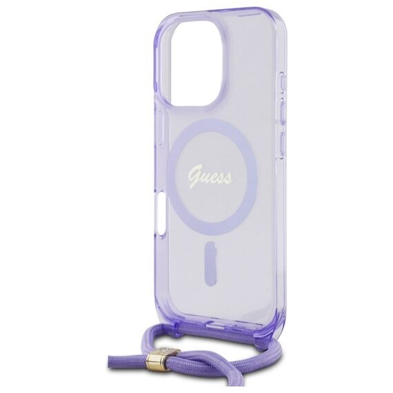 Guess GUHMP16XHCTSGNSU iPhone 16 Pro Max 6.9" purple/purple hardcase Crossbody Cord Script MagSafe - Apple Cases - Cases - Techbox