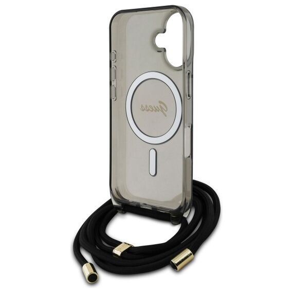 Guess GUHMP16SHCTSGNSK iPhone 16 6.1" black/black hardcase Crossbody Cord Script MagSafe - Apple Cases - Cases - Techbox
